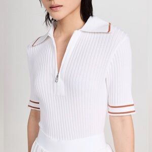 NWOT Varley Napier Fitted Knit Polo- white, retails $120